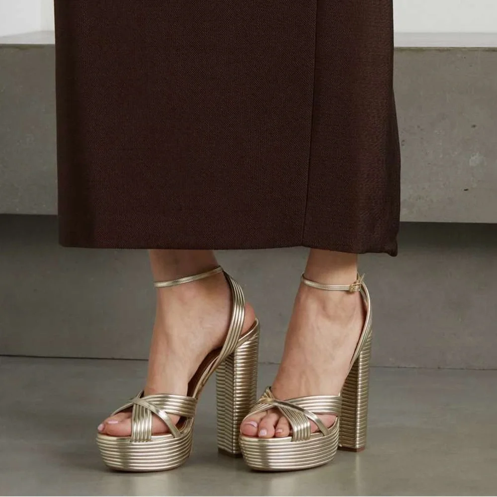AQUAZZURA Sundance 140 metallic leather platform sandals $1,085 38.5